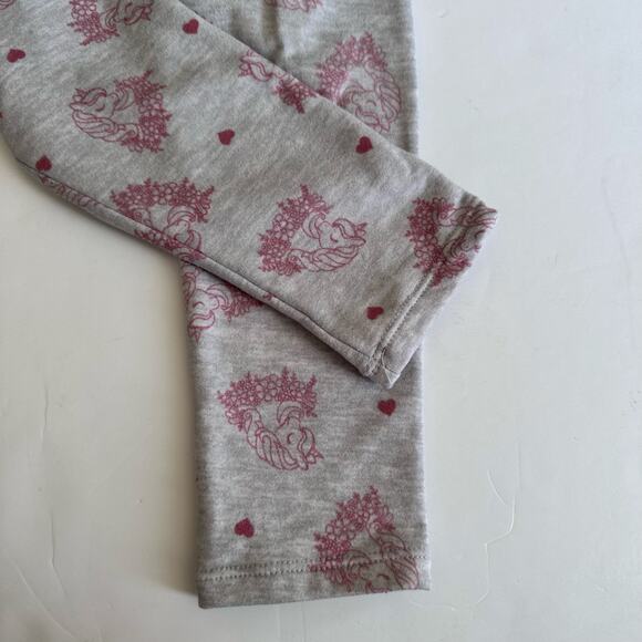 Emma & Chloe Girls' Gray Unicorn Fleece Lined Leggings - 7/8 - Picture 2 of 4
